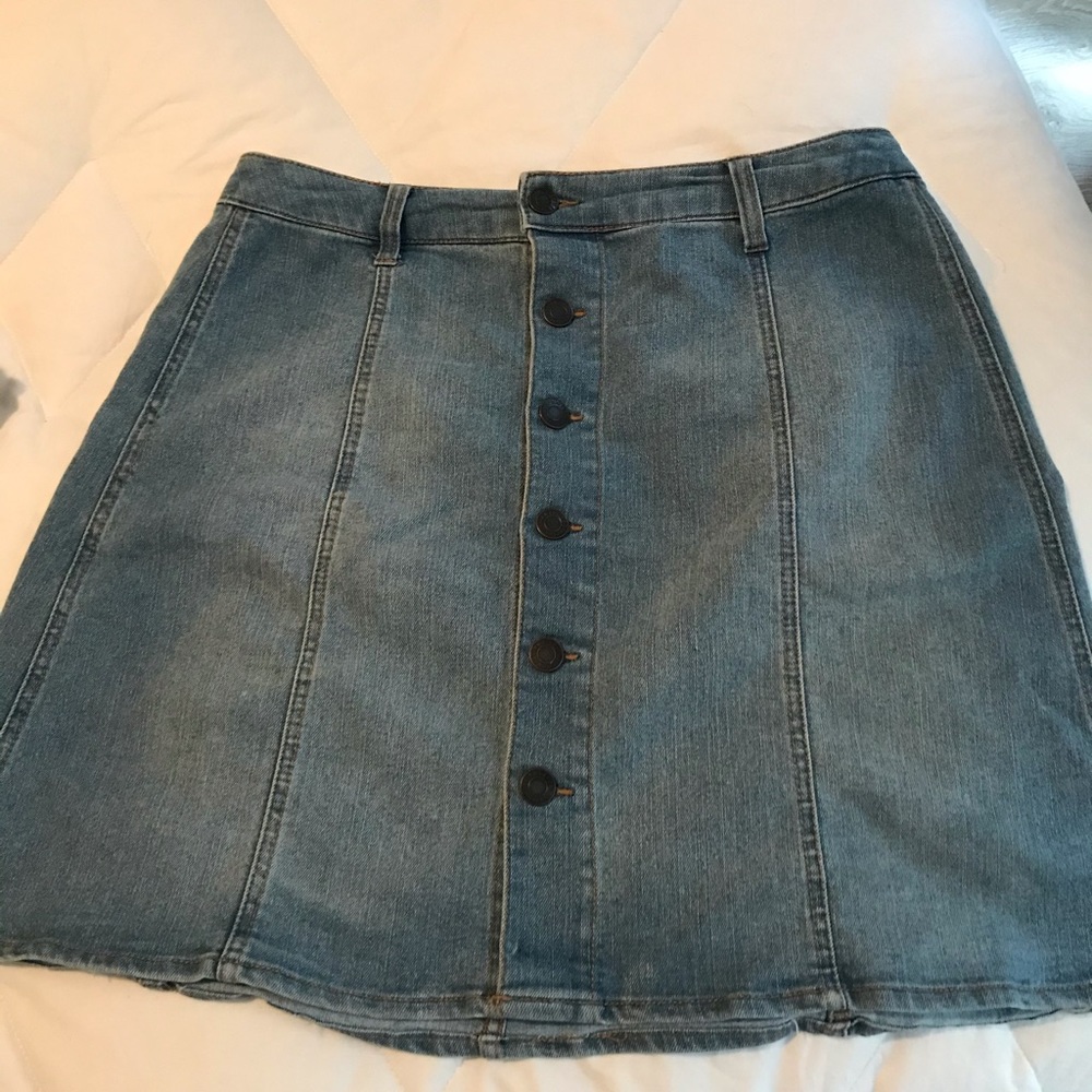 Mini denim skirt with gold buttons
